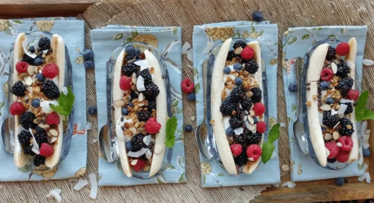 Banana Split Breakfast Bar with Yogurt and Berries