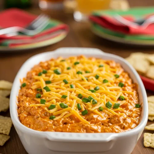 High Protein Buffalo Chicken Dip: Easy Healthy Recipe 2 High protein buffalo chicken dip recipe card with ingredients and steps