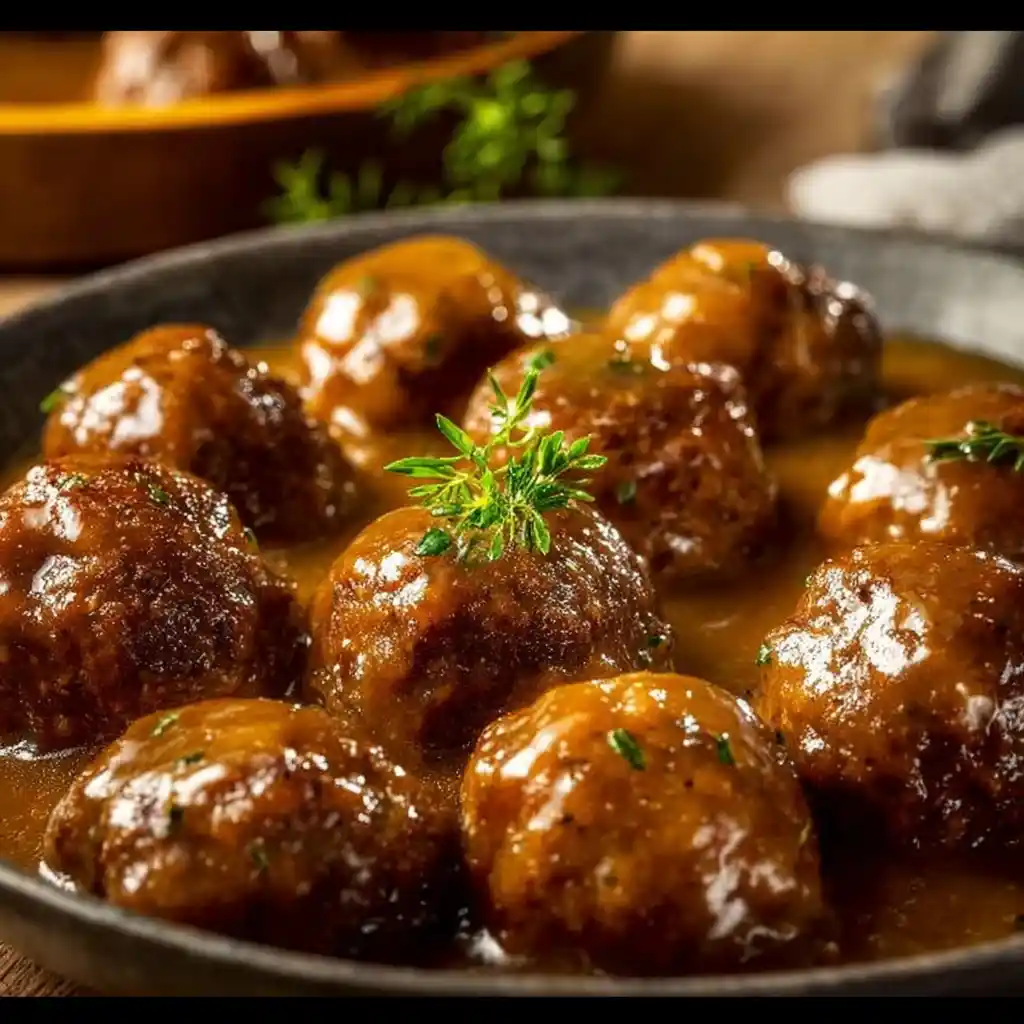Easy Cooker Meatballs and Gravy