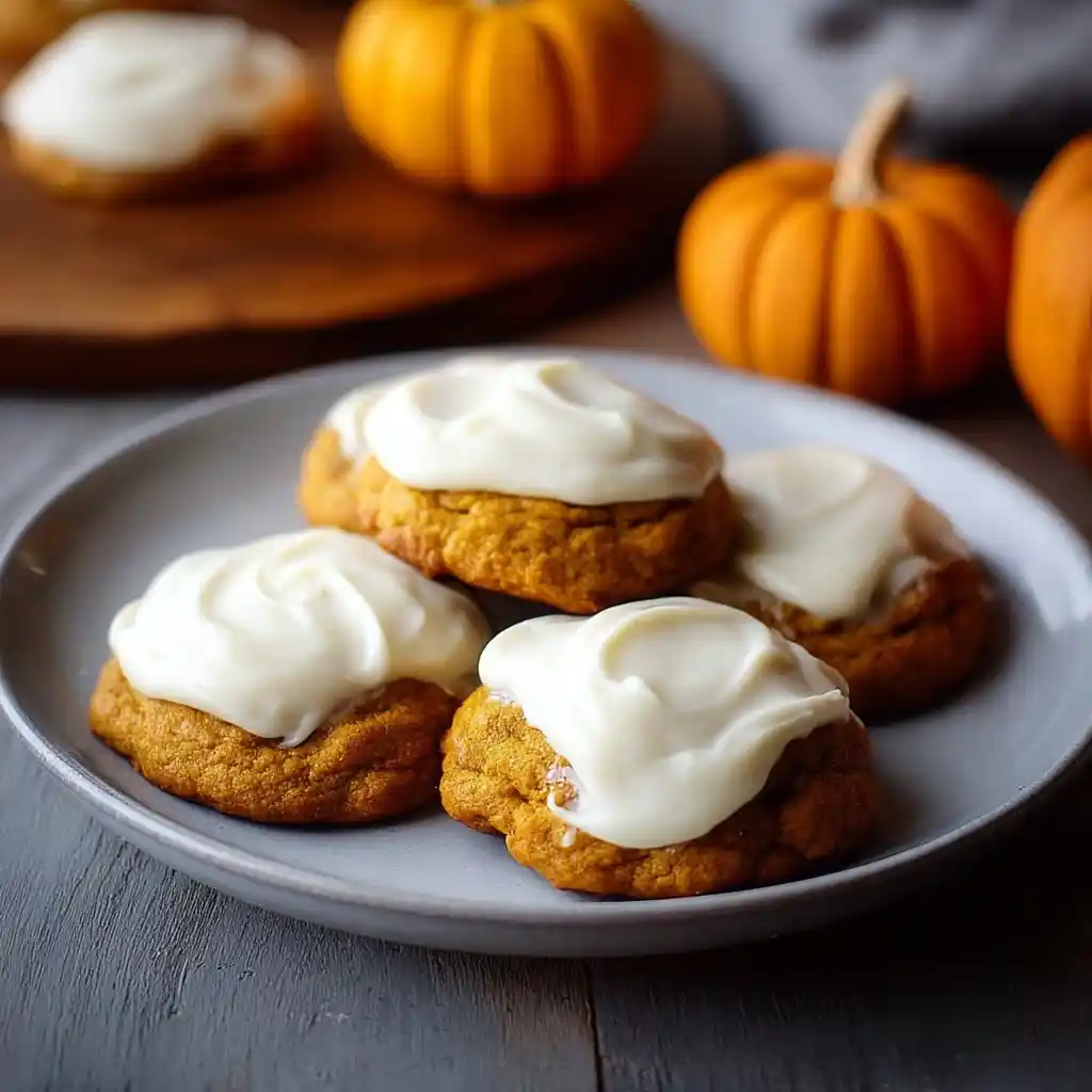 Pumpkin Cookies with Cream Cheese Frosting