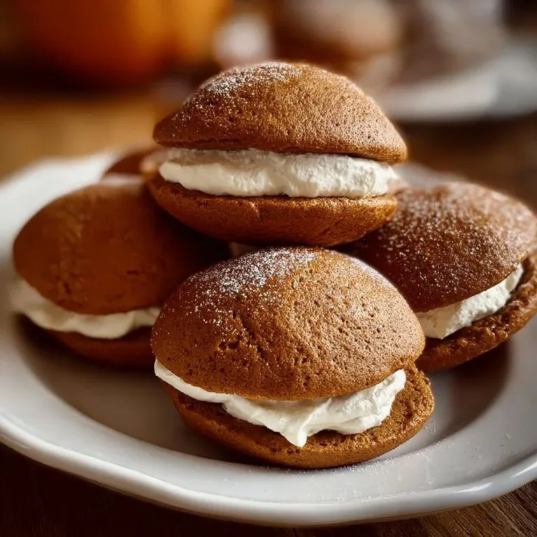 Delicious Apple Cider Whoopie Pies with fall spices and creamy filling.