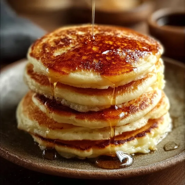 Fluffy buttermilk pancakes topped with maple syrup on a plate