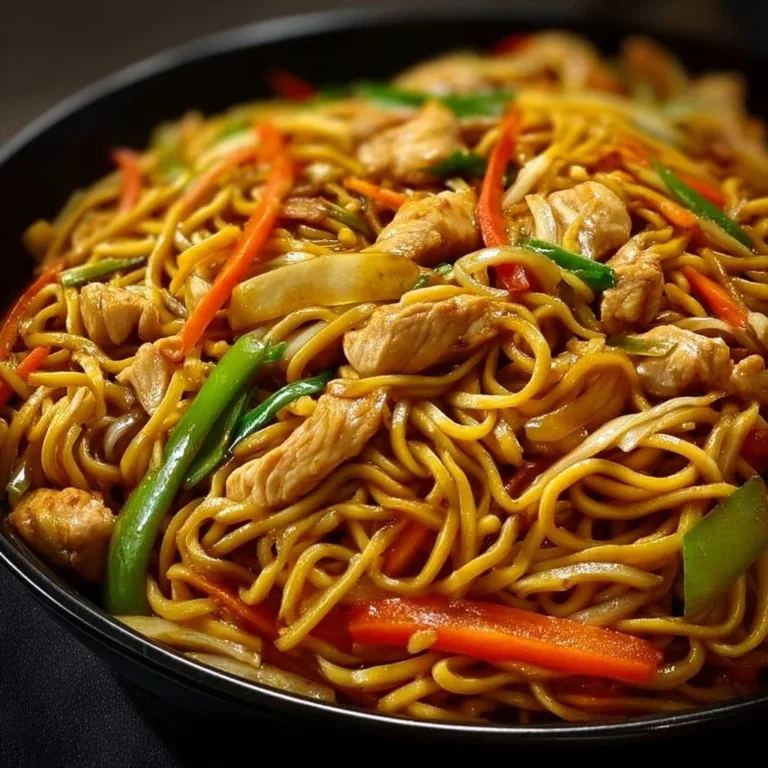 Delicious Chicken Lo Mein dish with vegetables and noodles