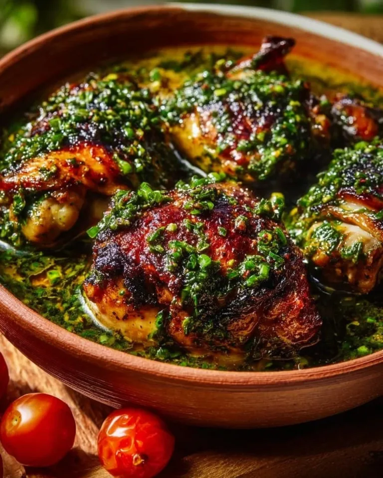 Grilled Chimichurri Chicken garnished with fresh herbs and spices