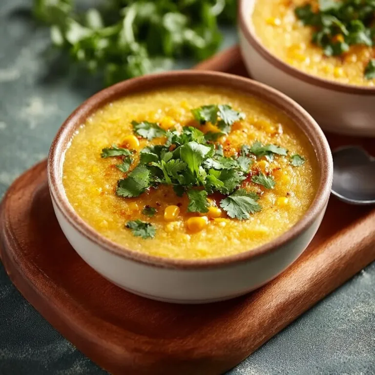 Delicious homemade corn pudding dish served in a baking dish with corn kernels.