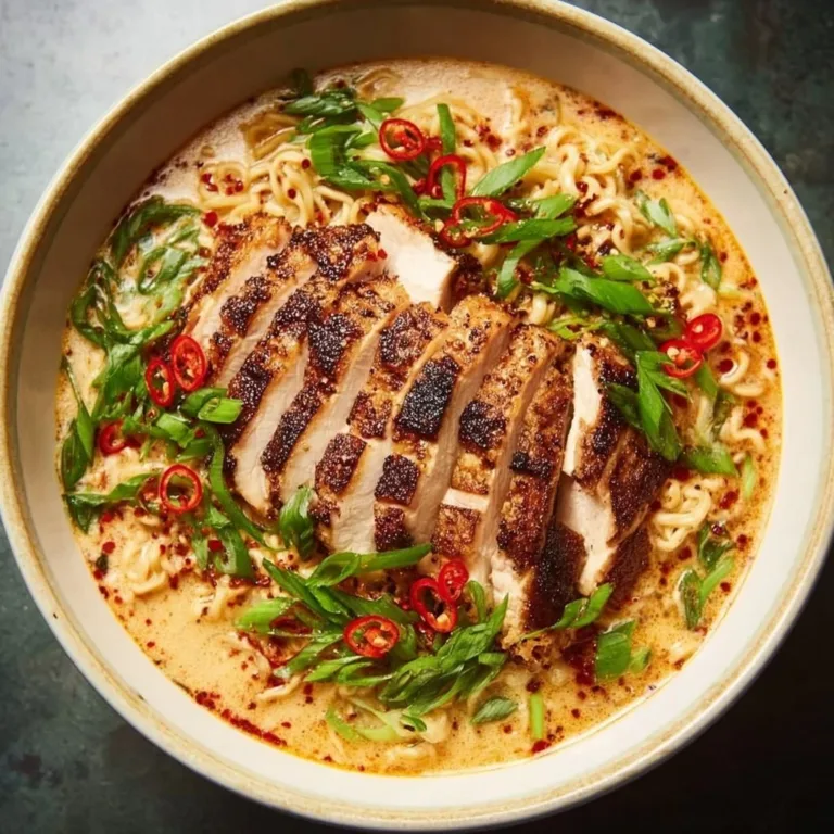 Fiery chicken ramen with garlic in a steaming bowl, garnished with green onions.