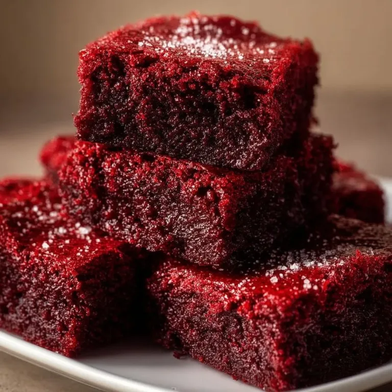 Fudgy red velvet brownies with cream cheese frosting on a plate