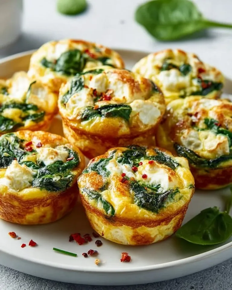 High-protein egg bites with cottage cheese and spinach served in a bowl