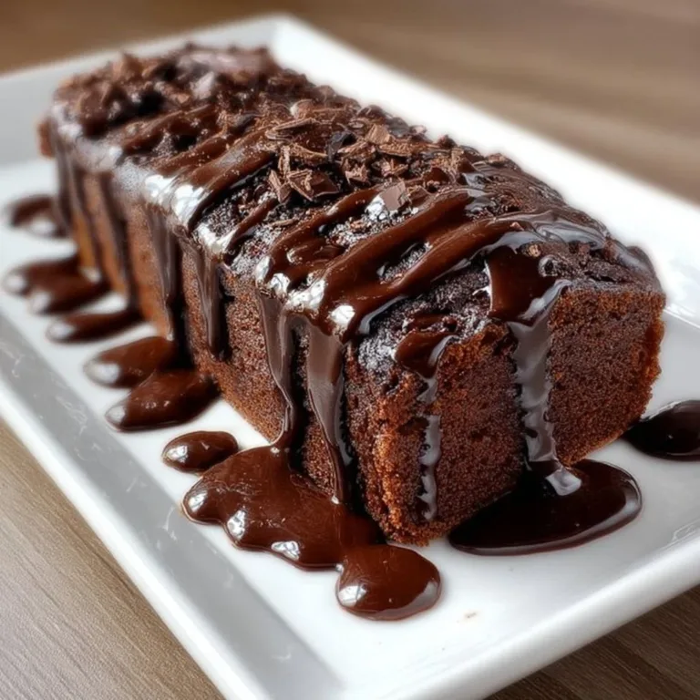 Decadent Hot Fudge Brownie Bread slice topped with chocolate drizzle.