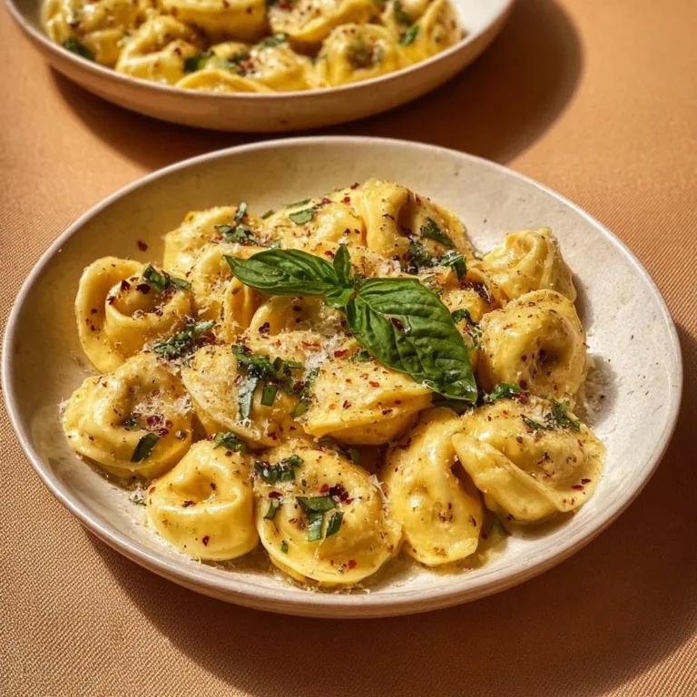 Delicious bowl of rich Italian creamy tortellini topped with parmesan cheese