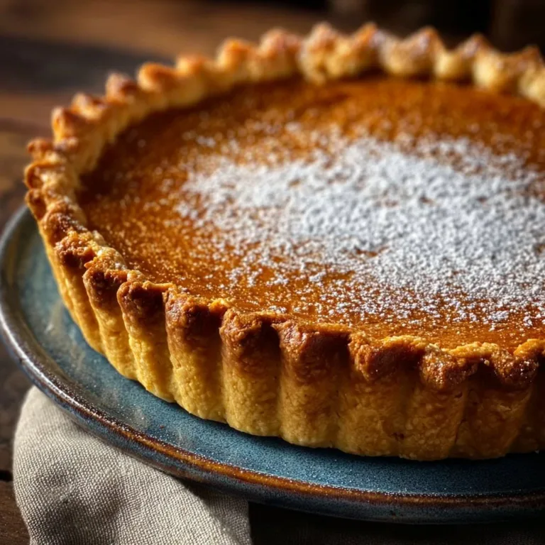 Slice of spiced homemade pumpkin pie with whipped cream on a rustic table