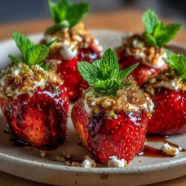 Sweet and spicy stuffed strawberries filled with creamy mixture for a delicious treat.