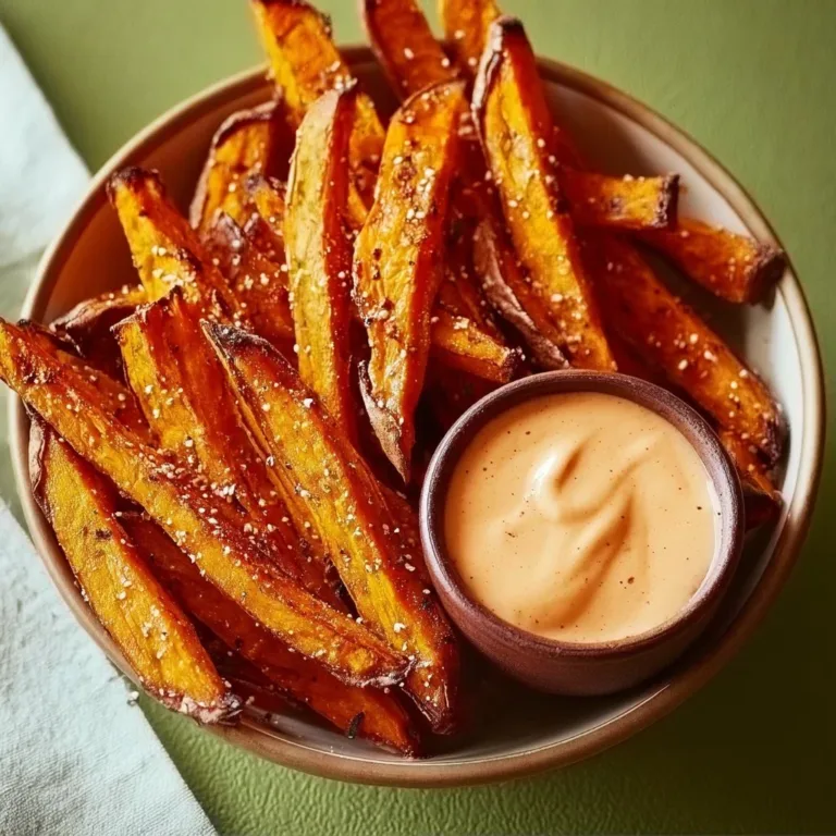 Delicious sweet potato fries served with sriracha dip