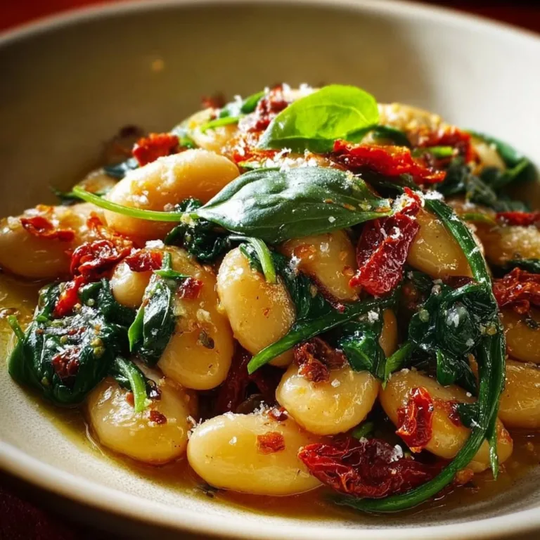 Tuscan 'Marry Me' Butter Beans served in a bowl with herbs and spices