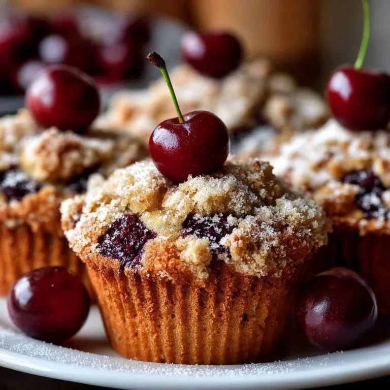 Delicious Ultimate Cherry Cobbler Muffins served on a plate