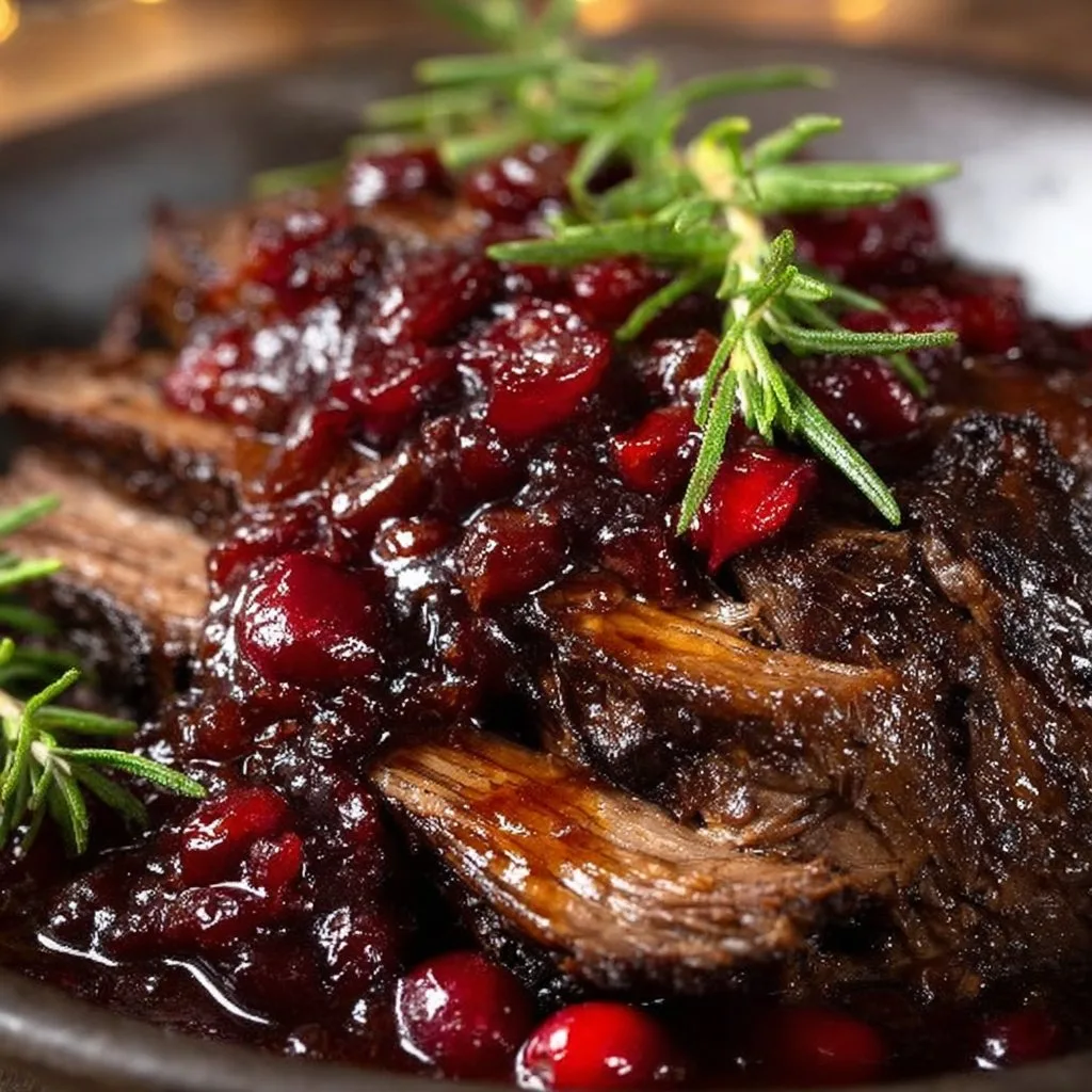 Slow-Braised Beef Roast with Cranberry Balsamic Glaze