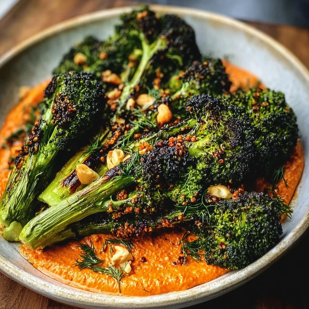Charred Broccoli with Hazelnut Romesco