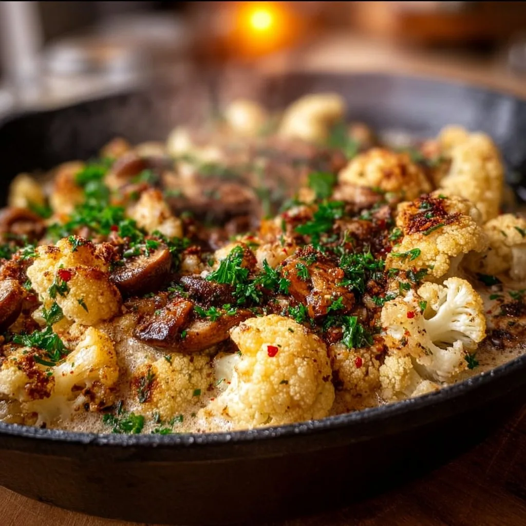 Garlic Cauliflower Mushroom Skillet