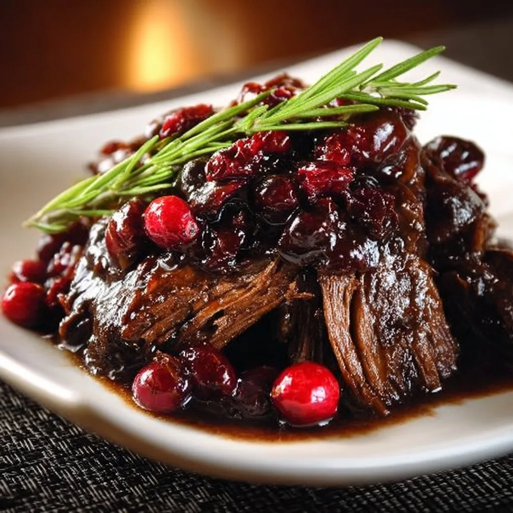 Slow-Braised Beef Roast with Cranberry Balsamic Glaze