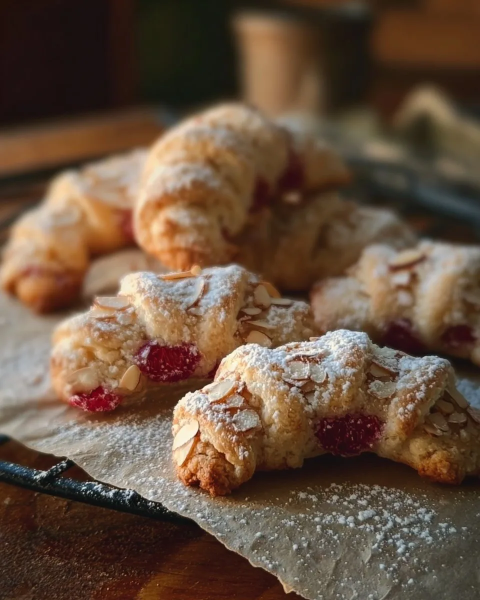 Raspberry Almond Crescent Cookies