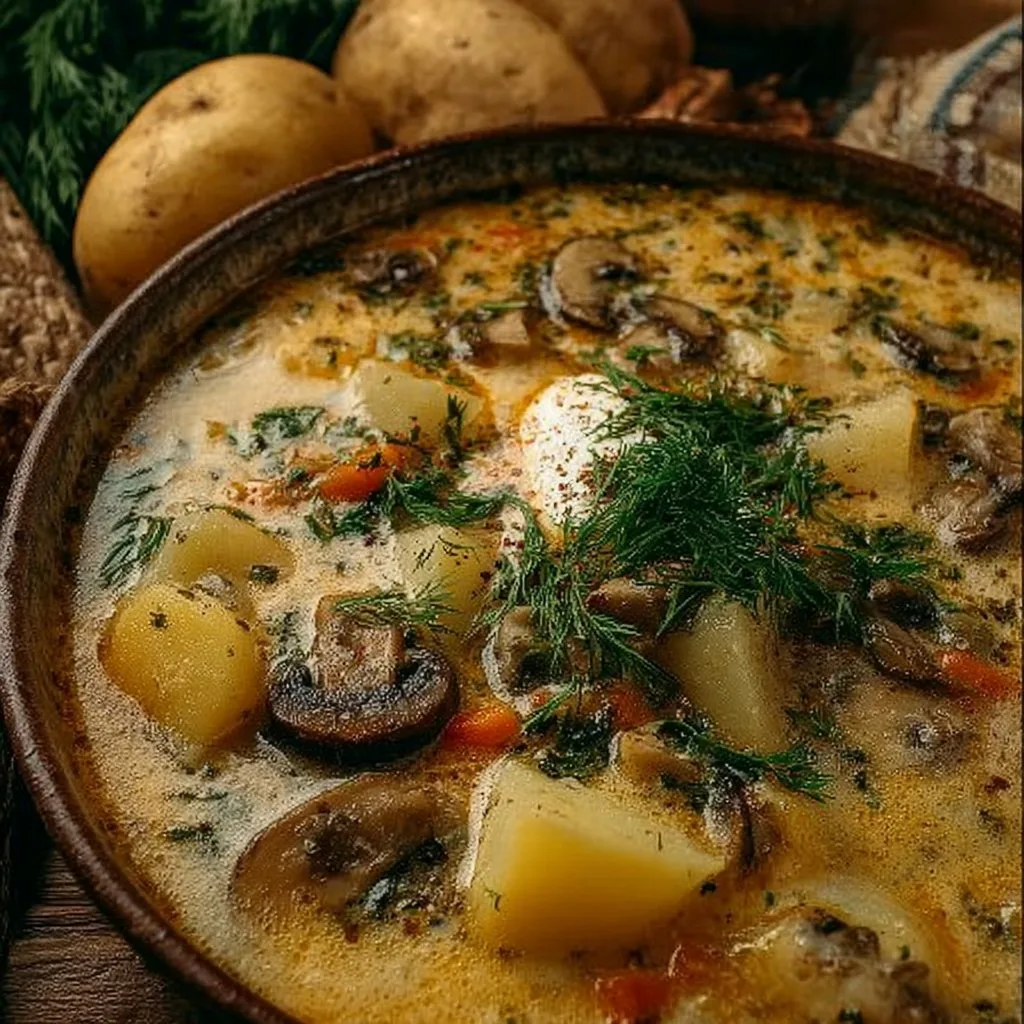 Russian Potato and Mushroom Soup
