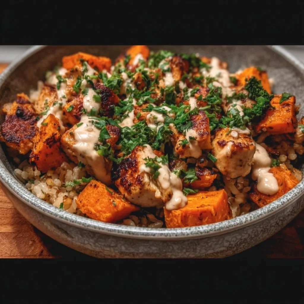 Healthy Chicken & Sweet Potato Rice Bowl