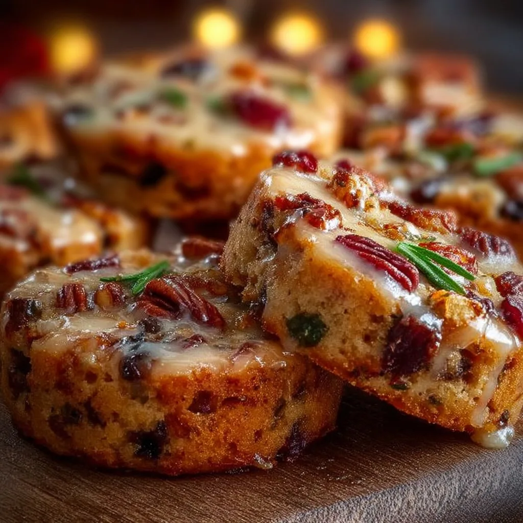 Glazed Fruitcake Shortbread Cookies
