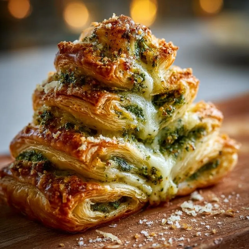 Basil Pesto Cheesy Puff Pastry Christmas Tree