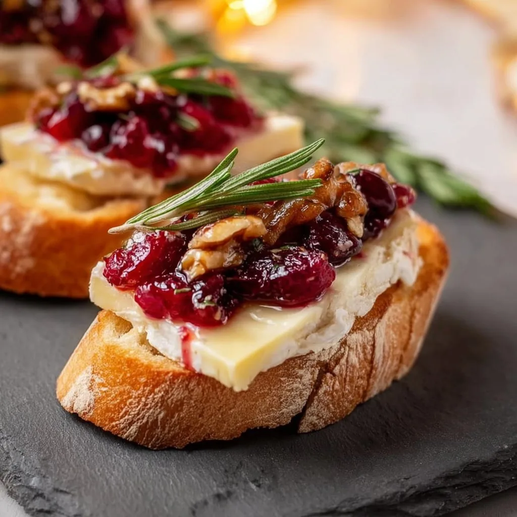Quick Cranberry Brie Crostini