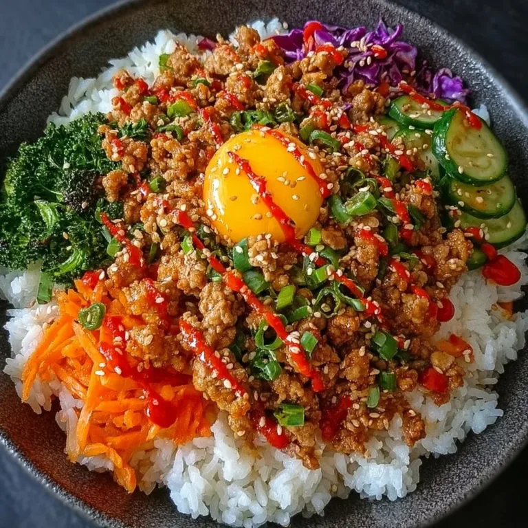 Bang Bang Ground Turkey Rice Bowls with colorful vegetables and spicy sauce.