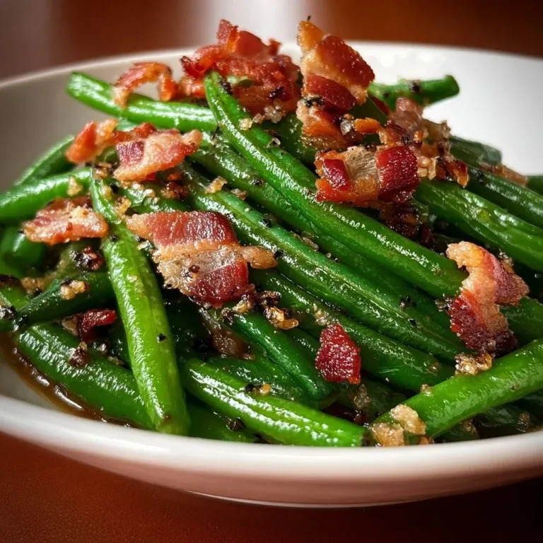 Deliciously crack green beans recipe garnished and ready to enjoy