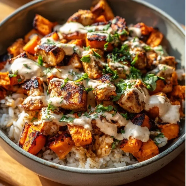 Healthy chicken and sweet potato rice bowl recipe