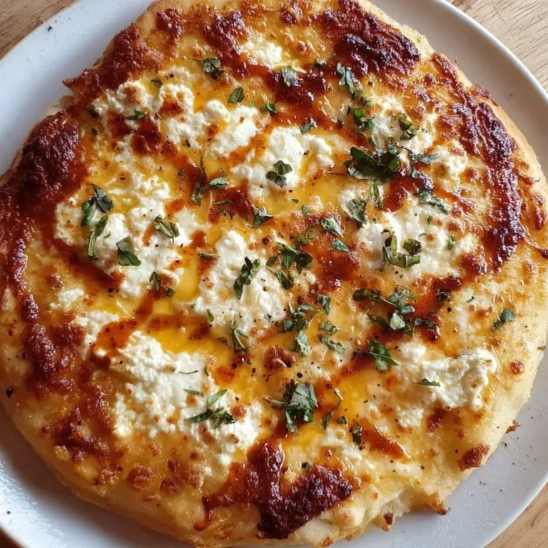 Delicious hot honey ricotta pizza topped with drizzled honey and fresh herbs