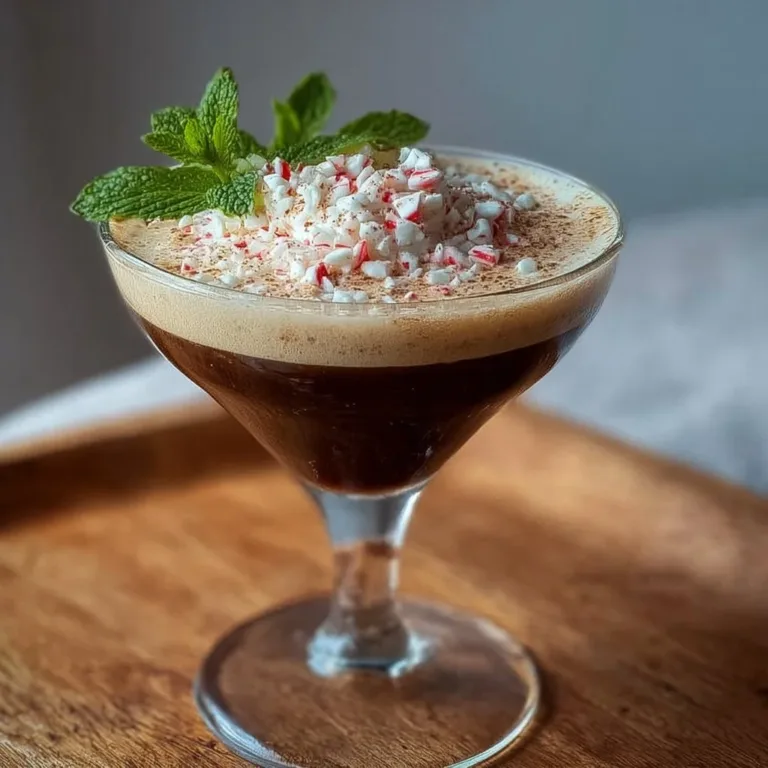 Peppermint Espresso Martini cocktail garnished with mint leaves