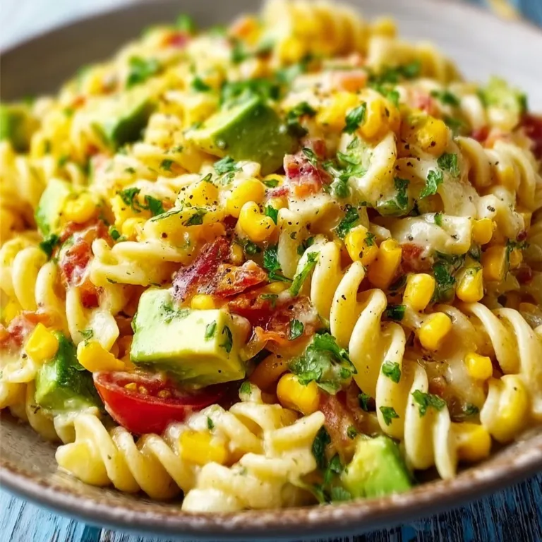 Delicious Mexican street corn pasta salad served in a bowl