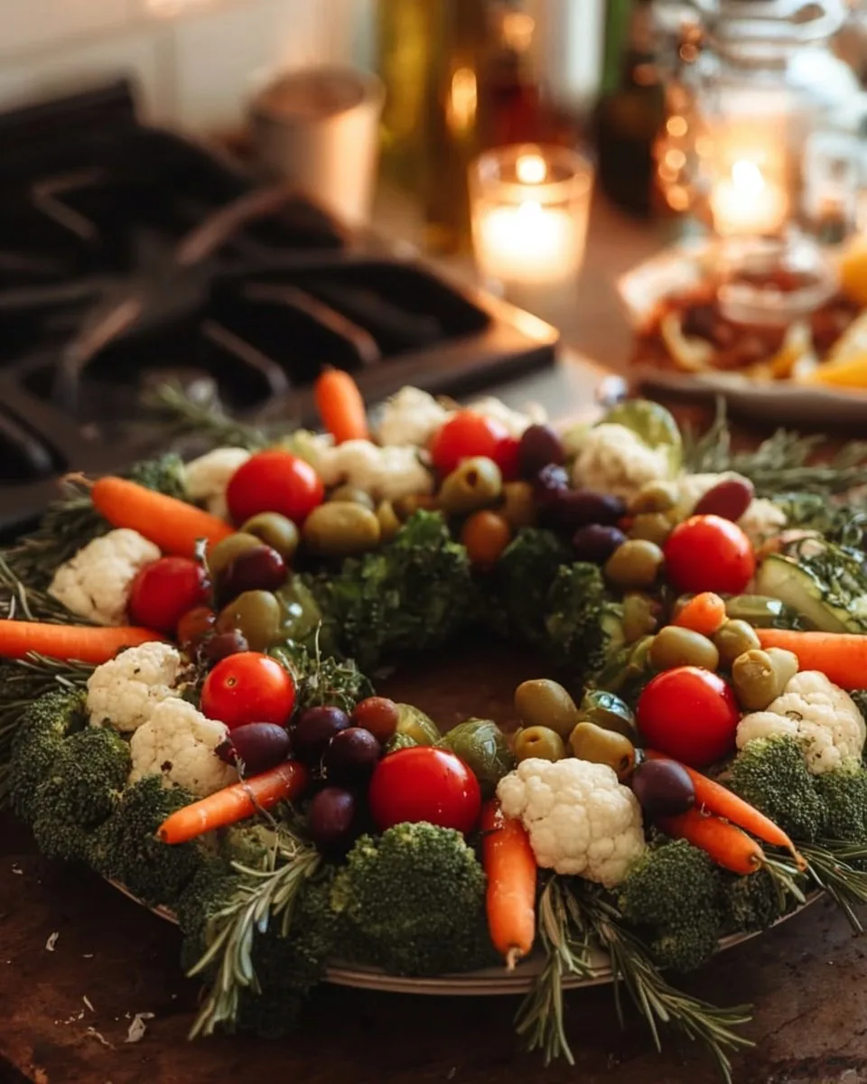 Festive Garland Veggie Wreath