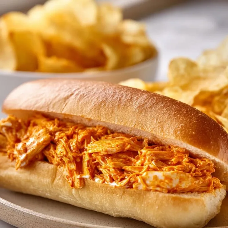Delicious slow cooker buffalo chicken sandwiches ready to serve