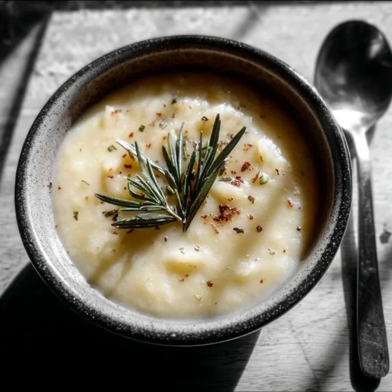 Delicious slow cooker rosemary-potato soup served in a bowl
