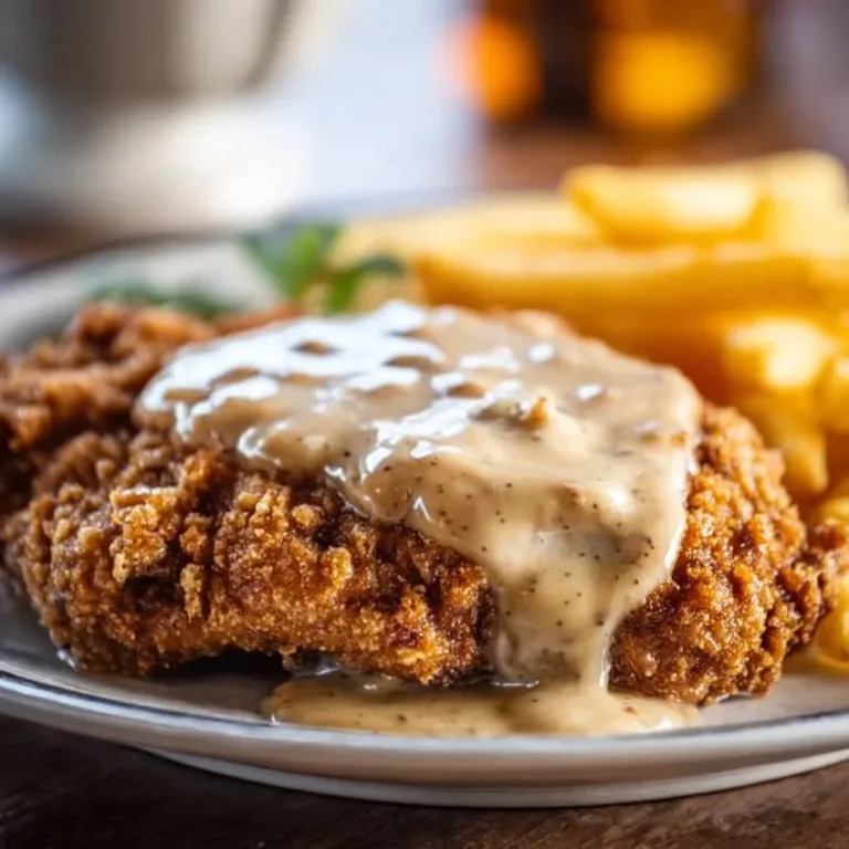 Delicious Texas chicken fried steak with creamy gravy on a plate
