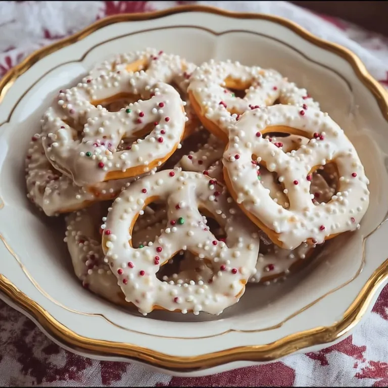 Delicious white chocolate-covered pretzels ready for snacking