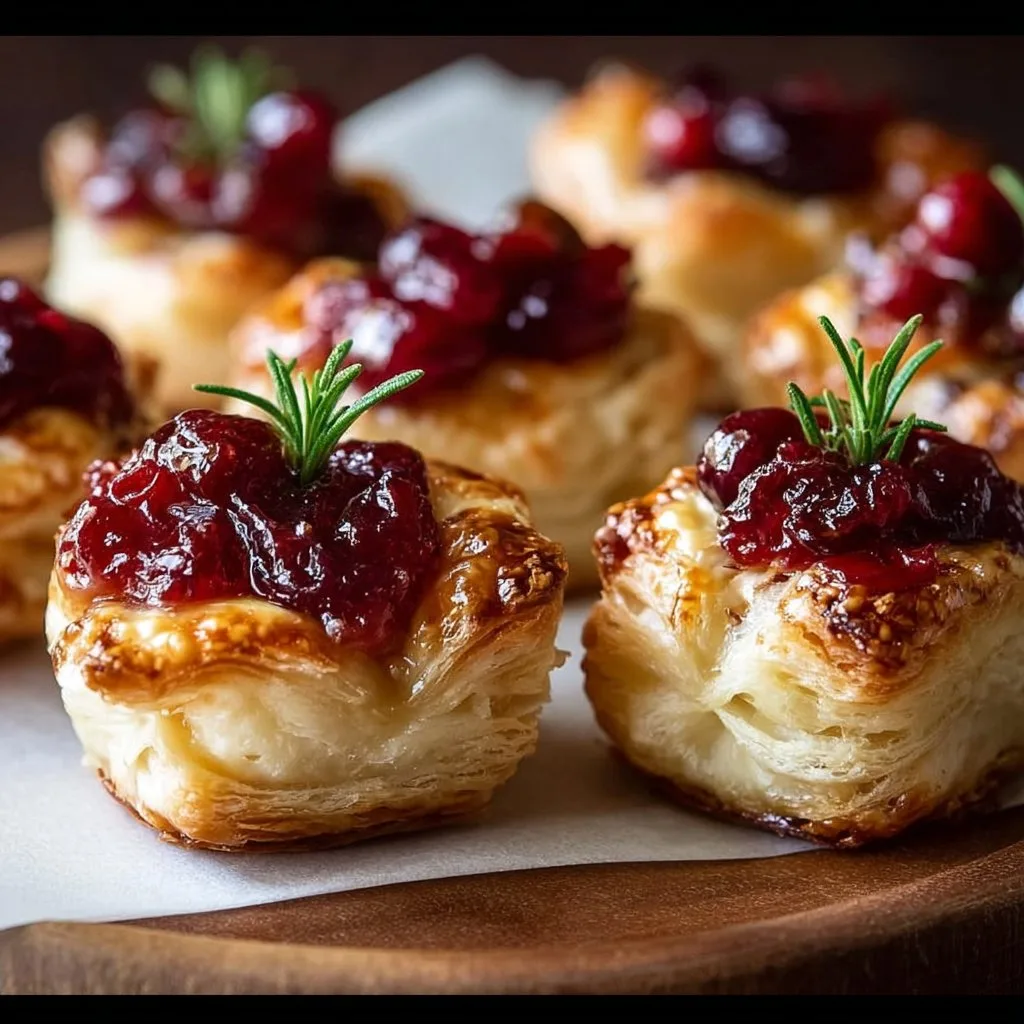 Mini Cranberry Brie Bites with Puff Pastry