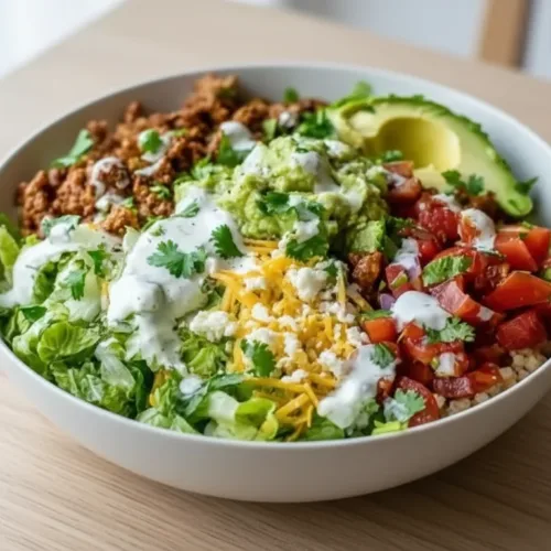 Easy low carb burrito bowl packed with protein for a quick breakfast