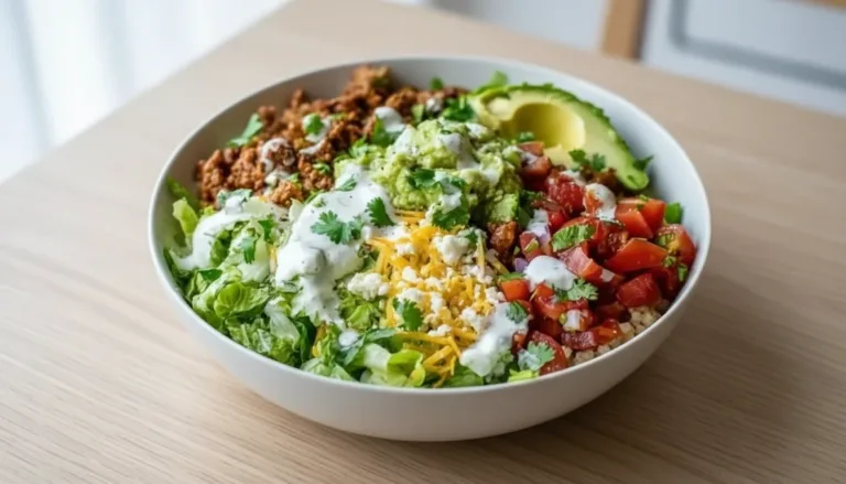 Easy low carb burrito bowl packed with protein for a quick breakfast