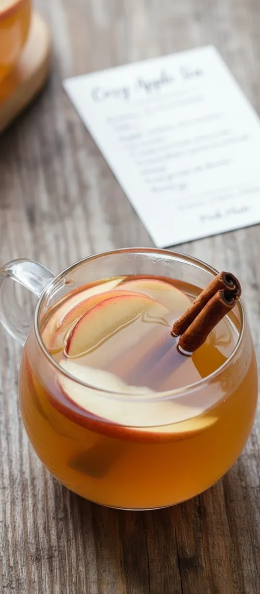 Cozy cinnamon apple tea with ginger in a warm mug for fall.