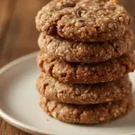 Sugar-free date cookies arranged on a plate, perfect for healthy snacking.
